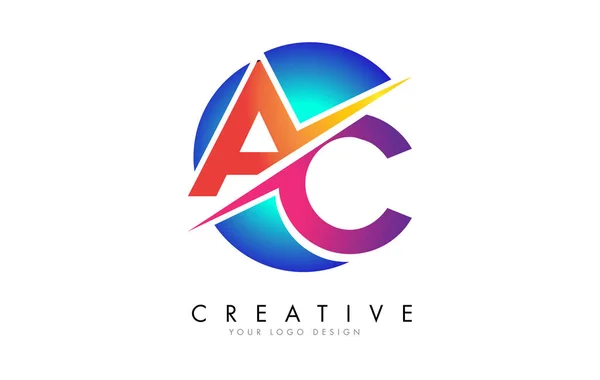 Coloré Lettre Logo Design Avec Une Coupe Créative Dégradé Fond — Image vectorielle