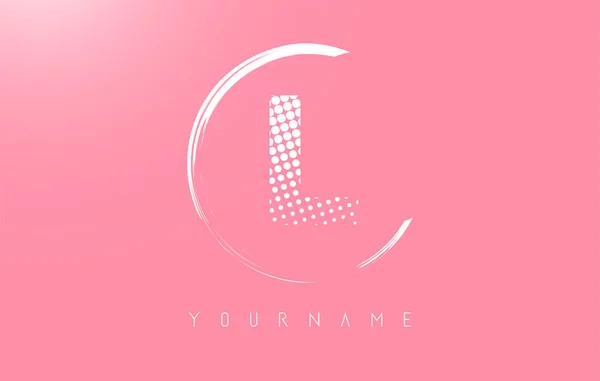 White Letter Logo Design White Dots White Circle Frame Pink — Stock Vector