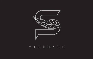 Özet yaprak tasarımlı S harfi logosu. Vektör illüstrasyon, ikon, kişisel markanız ya da şirketiniz için konsept. Çeşitli iş tipleri için yaratıcı şablon.