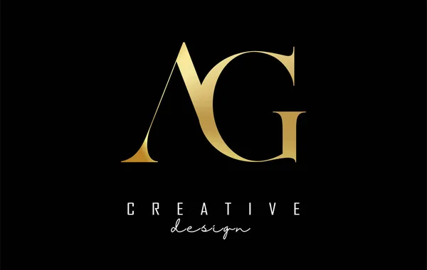 Golden Lettera Design Logo Logotipo Concetto Con Carattere Serif Stile — Vettoriale Stock