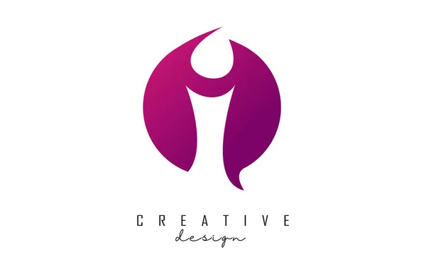 Handgeschreven Logo Roze Gradiënt Cirkel Met Creatieve Snit Creatieve Letter — Stockvector