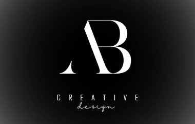 Beyaz AB, serif yazı tipi ve zarif biçim vektör illüstrasyonlu bir B harfi tasarım logosu kavramı.