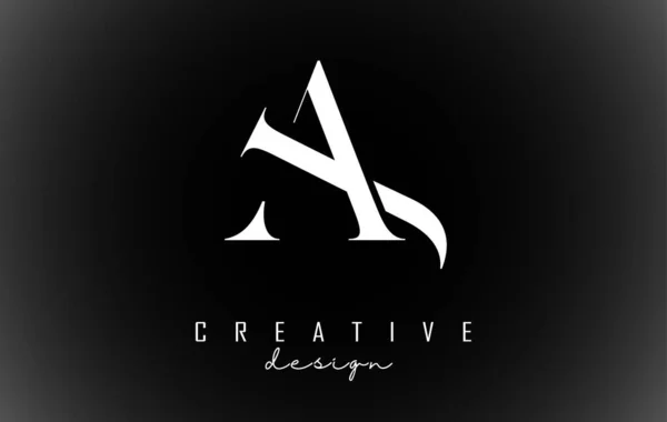 White Buchstaben Design Logotyp Konzept Mit Serifenschrift Und Eleganten Stil — Stockvektor