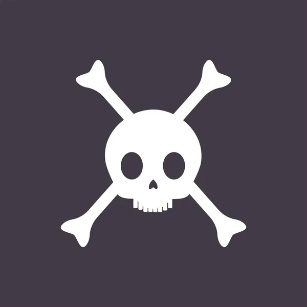 Pirate skull with crossed bones vector flat illustration isolated on black background. Jolly Roger pirate symbol. — Stock Vector