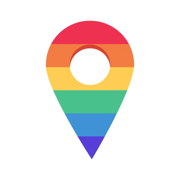 Arco iris ubicación punto vector plano icono. Marca de geolocalización, LGBT, marca de orgullo. Gay, lesbiana, bisexual y transgénero. — Vector de stock