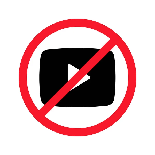 La filmación de vídeo está prohibida vector ilustración plana aislada sobre fondo blanco. Signo de juego en el círculo rojo tachado. — Archivo Imágenes Vectoriales