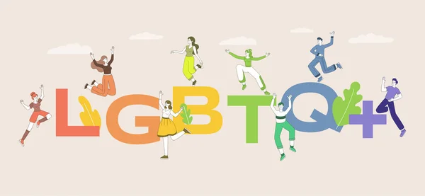 LMBTQ szó vektor lapos banner sablon. Leszbikus, meleg, biszexuális, transznemű és meleg emberek büszkesége felvonulás. — Stock Vector
