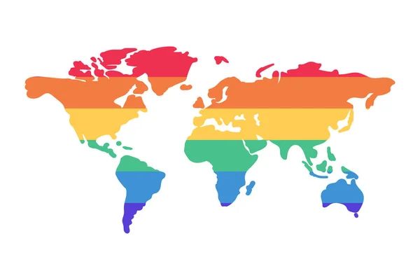 Веселка карта світу вектор плоский іконка дизайну ізольовані на білому тлі. Барвисті континенти і країни . — стоковий вектор