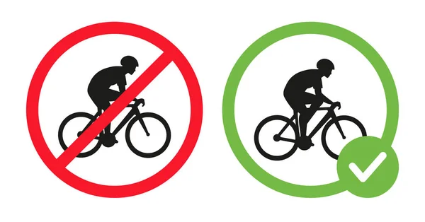 자전거를 타거나 자전거를 타는 것 이 금지되어 있었기 때문에, 흰색 바탕에 평평 한 그림을 그릴 수있었습니다. — 스톡 벡터