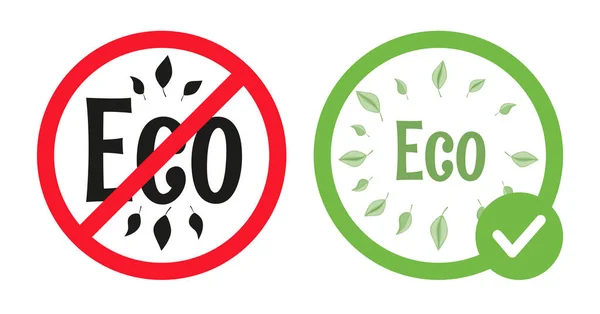 Allowed and forbidden eco signs vector flat illustration isolated on white background. Ecological permit. — Stock Vector