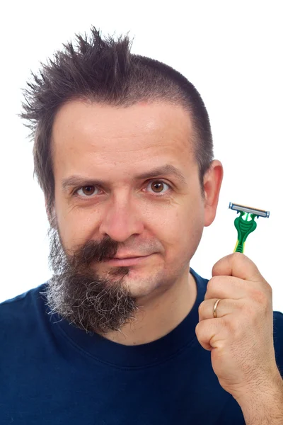 Man with super efficient razor — Stock Photo, Image