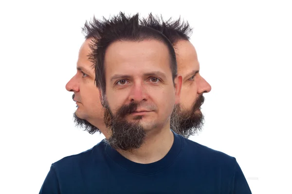 Man with three faces — Stock Photo, Image