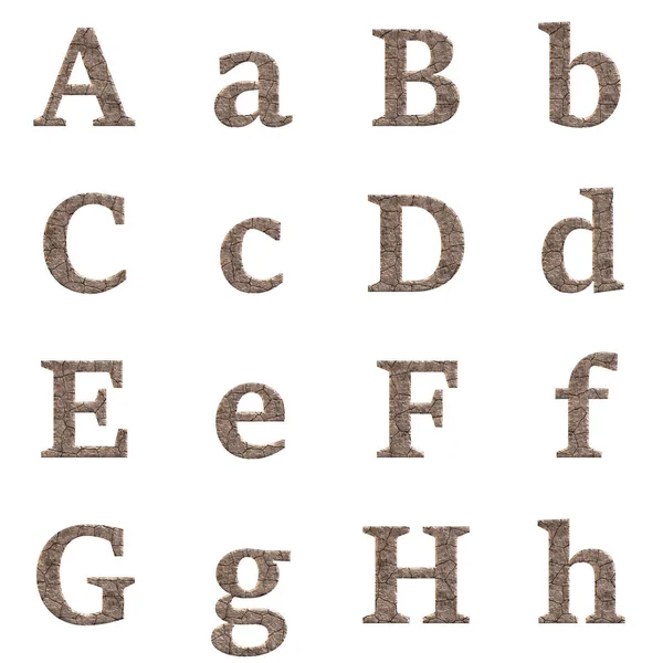 Разломанные Буквы Каменного Алфавита Поврежденным Краем Скоса Различными Вмятинами Разложением Стоковая Картинка