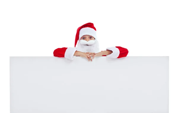 Lustiger Weihnachtsmann mit großem Banner — Stockfoto