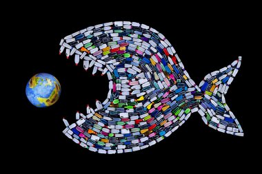 Çöp tahrip dünya okyanuslar ve dünya - kavram