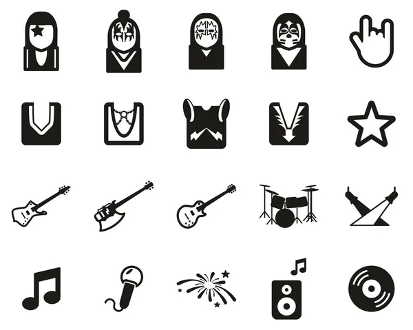 Kiss Band Icons Black White Set Big — стоковый вектор