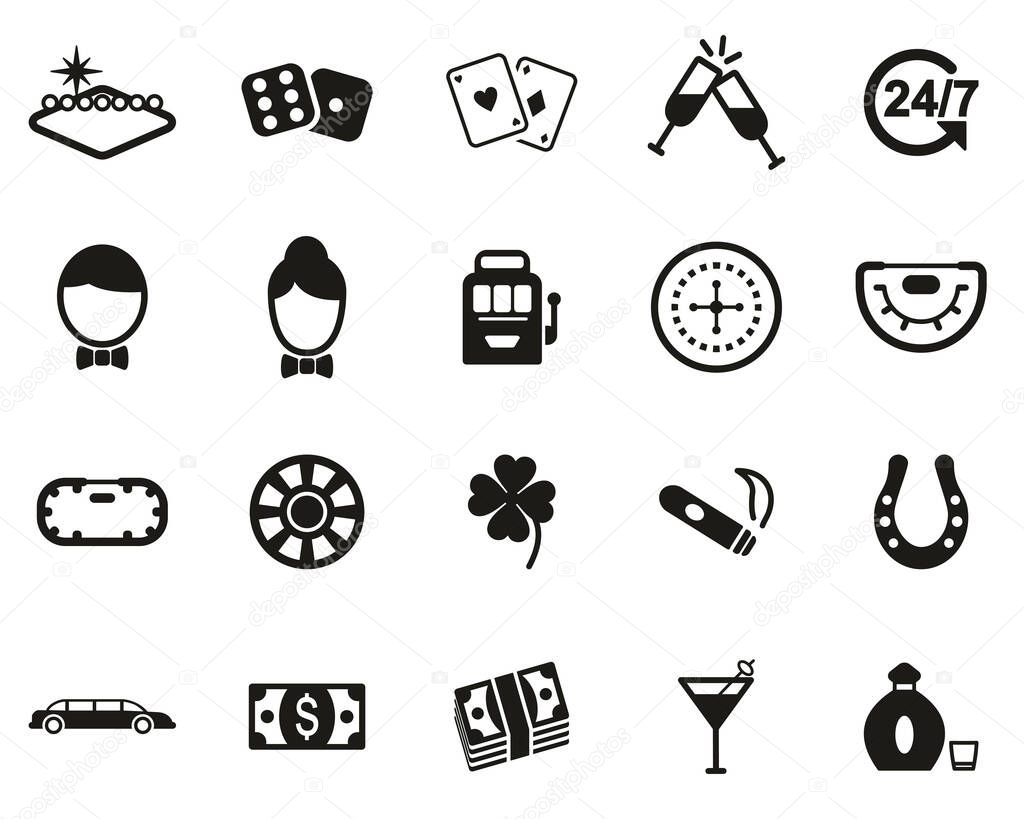 Las Vegas City & Culture Icons Black & White Set Big