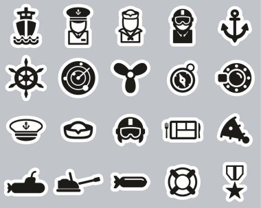 Donanma Simgeleri Siyah & Beyaz Çıkartması Büyük Ayarlandı