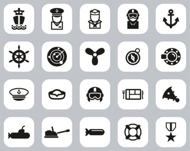 Donanma Simgeleri Siyah & Beyaz Düz Tasarım Büyük Ayarlar