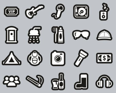 Müzik Festivali Siyah Etikette Beyaz Simgesi Büyük Ayarlandı