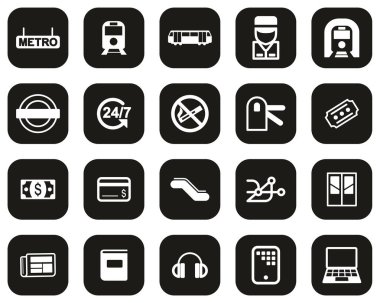 Metro ya da Metro Simgeleri Siyah Düz Dizayn Üzerine Beyaz Dizayn Büyük