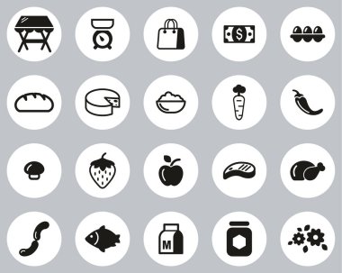 Pazar Yeri veya Pazar Standı Simgeleri Siyah & Beyaz Düz Tasarım Çemberi Büyük Ayarları