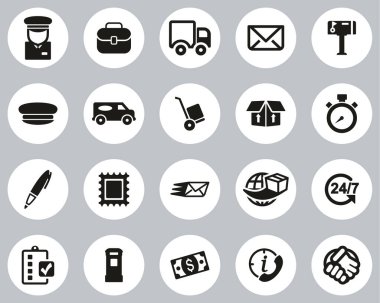 Postacı ya da Posta İşçisi Simgeleri Siyah & Beyaz Düz Tasarım Çemberi Büyük