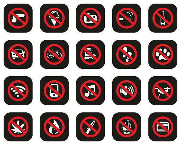 Hay Signos Iconos Signos Prohibidos Color Diseño Plano Negro Conjunto — Archivo Imágenes Vectoriales