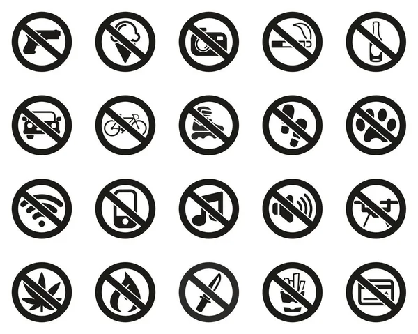 Sign Forbidden Sign Icons Black White Set Big — стоковый вектор