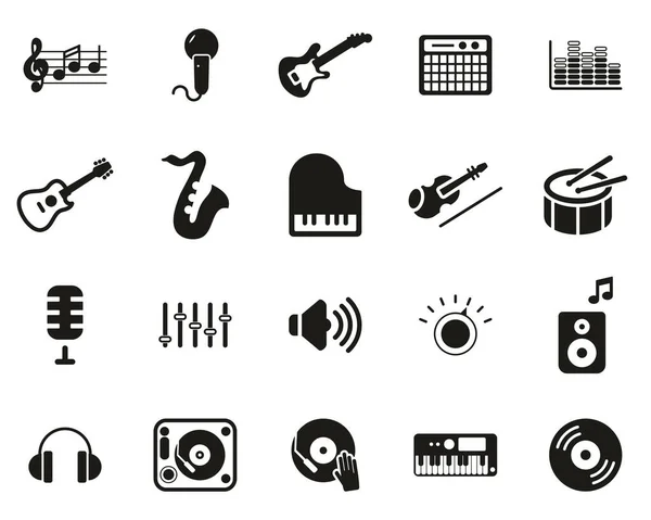 Оборудование Музыкальной Студии Icons Black White — стоковый вектор