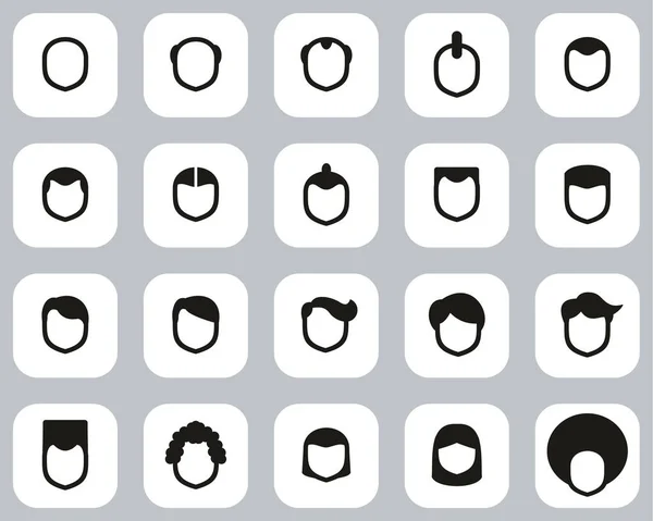 Estilo Corte Pelo Masculino Iconos Blanco Negro Diseño Plano Conjunto — Vector de stock