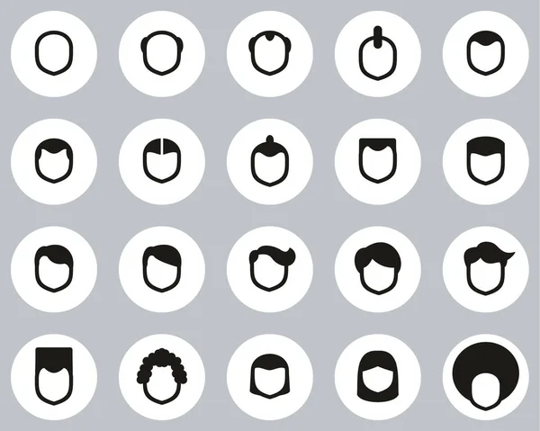 Männliche Frisuren Stil Ikonen Schwarz Weiß Flat Design Circle Set — Stockvektor