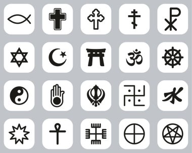 Din Sembolleri Simgeleri Siyah & Beyaz Düz Tasarım Büyük Ayarlar