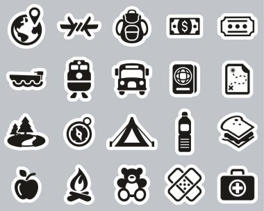 Mülteciler & Göçmen Simgeleri Siyah & Beyaz Etiketi Büyük Ayarla