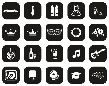 Balo Gecesi Simgeleri Siyah Düz Dizayn Üzerine Beyaz Dizayn Büyük