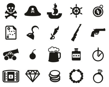 Korsan Simgeleri Siyah & Beyaz Set Büyük