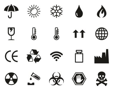Package Symbols & Cargo Symbols Icons Black & White Set Big