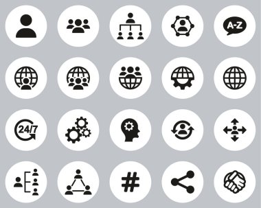 Organizasyon ve Yapı Simgeleri Siyah & Beyaz Düz Tasarım Çemberi Büyük Ayarla