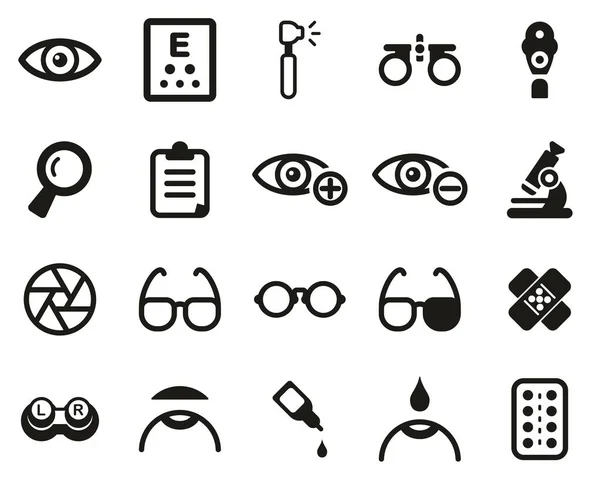 Optometry Exam Optometry Equipment Icons Black White Set Big — Stock Vector