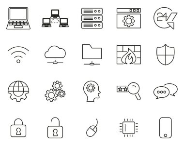 Sistem Yöneticisi Simgesi Siyah & Beyaz İnce Çizgi Büyük Ayarlandı