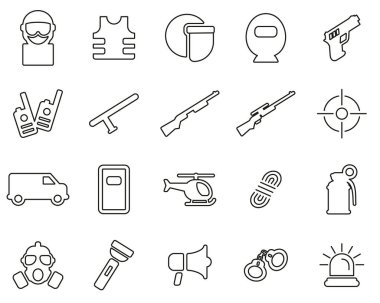 SWAT Ekibi Simgeleri Siyah & Beyaz Çizgi Büyük Ayarla