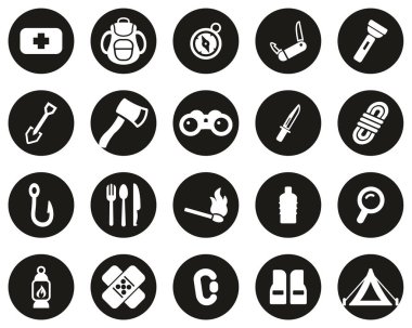 Hayatta Kalma Kiti Simgesi Siyah Düz Tasarım Çemberi Üzerinde Beyaz Büyük