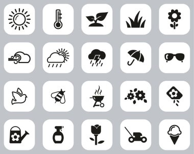 Bahar Simgeleri Siyah & Beyaz Düz Tasarım Büyük Ayarlar