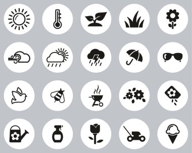 Bahar Simgeleri Siyah & Beyaz Düz Tasarım Çemberi Büyük Ayarla