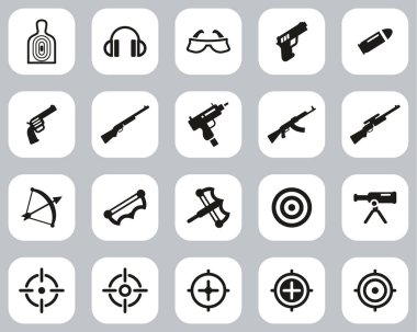 Çekim Aralığı Simgeleri Siyah & Beyaz Düz Tasarım Büyük Ayarlı