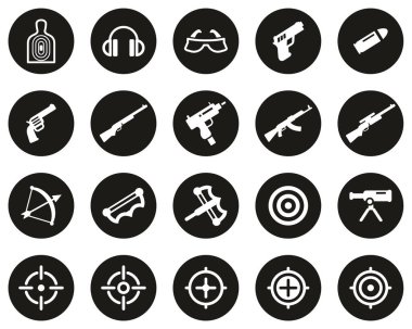 Atış Aralığı Simgeleri Siyah Düz Tasarım Çemberi Büyük