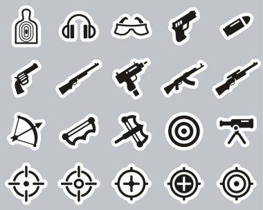 Atış Aralığı Simgeleri Siyah & Beyaz Etiketi Büyük Ayarla