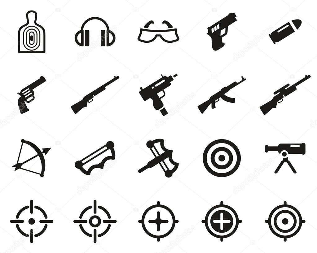 Shooting Range Icons Black & White Set Big