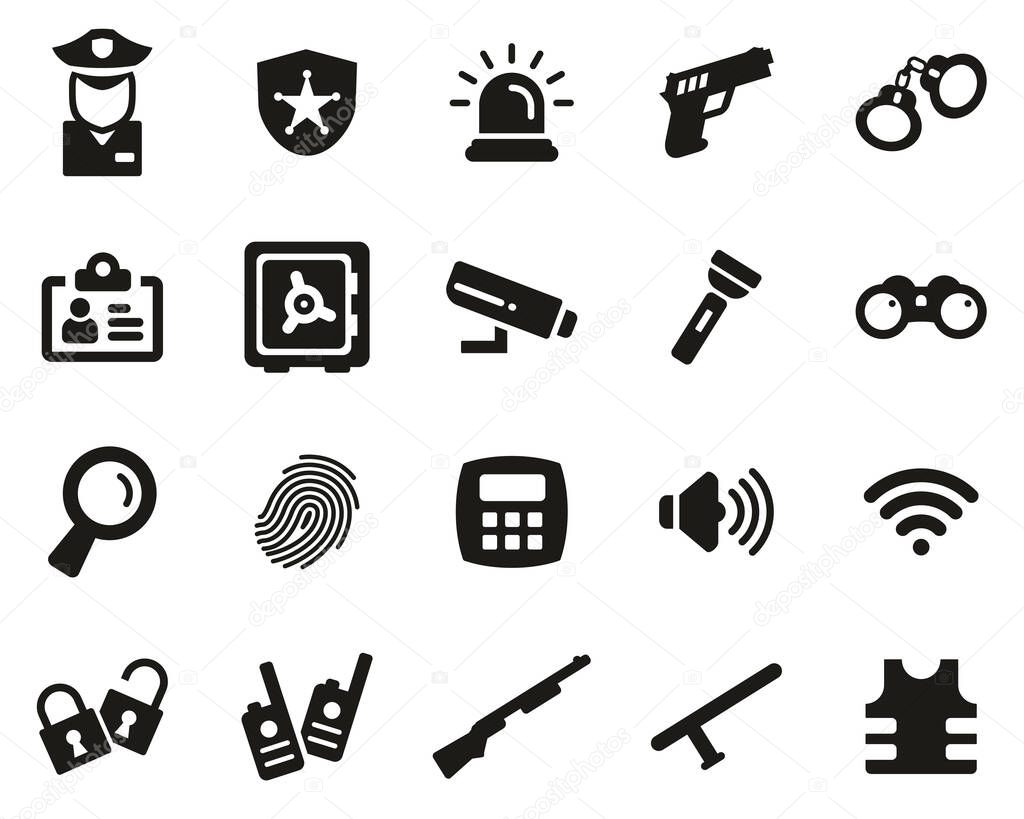 Security System & Equipment Icons Black & White Set Big