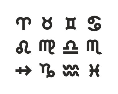 Zodiac Sembolleri Simgeleri Siyah & Beyaz Büyük Ayarlar